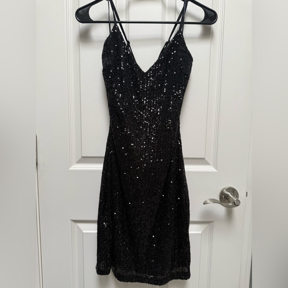 Nasty Gal Black Sequin Mini Dress